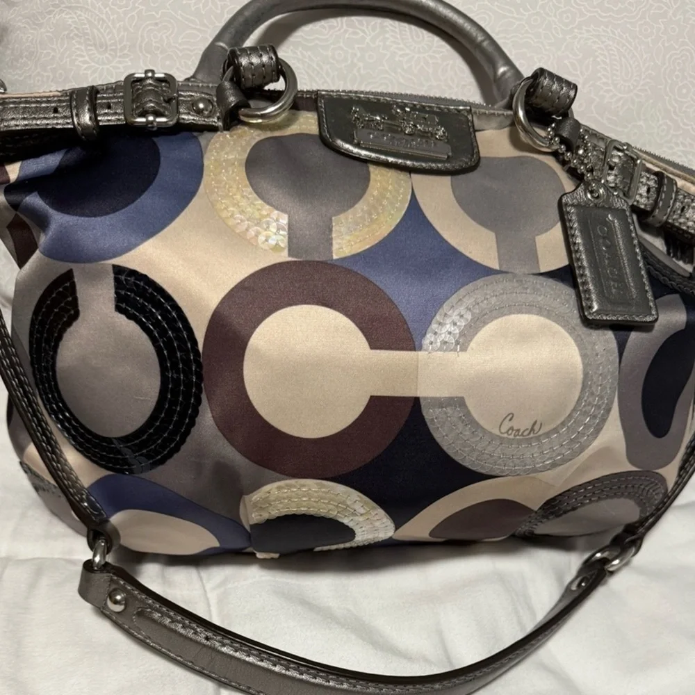 Coach SoHo Signature Hobo Satin/Sequence Satchel! With Iconic Horse and Carriage